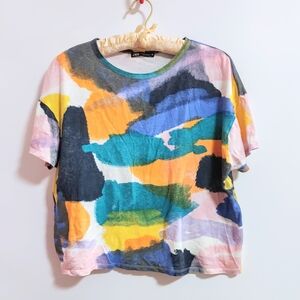 Zara Colorful Abstract Short Sleeve Top